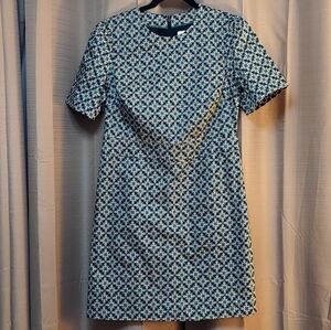 Boden Geometic Pattern 100% Cotton Dress Blue Green Size 8